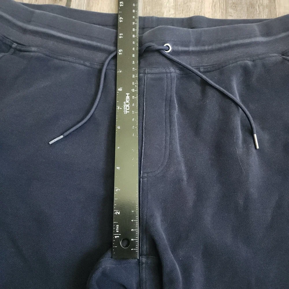 Brooks Brothers Knit Shorts Mens Medium Navy Blue Pique Drawstring Fleece Logo